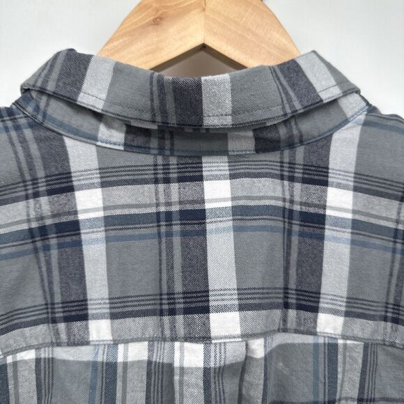 Eddie Bauer Flannel Shirt Mens 2XL XXL Gray Blue Plaid 100% Cotton Long Sleeve - Picture 9 of 11
